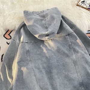 美式高街牛仔连帽男女夹克宽松情侣外套休闲ins潮牌上衣QJ57-p65图片