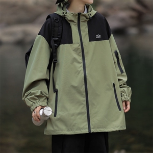 A813-P58 春秋季机能工装连帽外套日系复古拼接山系夹克冲锋衣男图片
