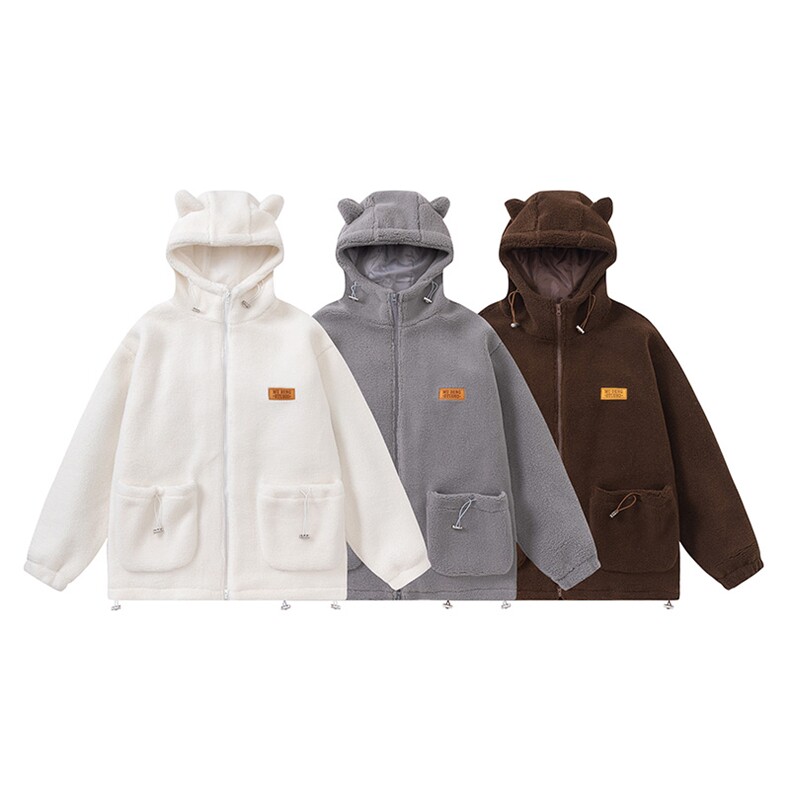 羊羔绒连帽外套男冬季新款加厚保暖棉衣宽松情侣棉服F304 P140图片