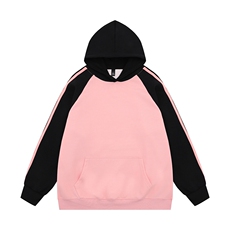 光板得物\唯品二开袖边三条杠拼色插肩连帽卫衣A48P45，男装卫衣，电商A247B
