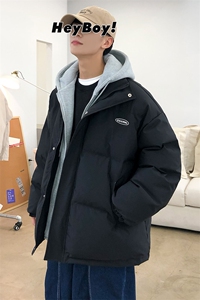港风ins撞色拼接拼料厚款保暖连帽情侣棉服 A071-Y280-P120图片
