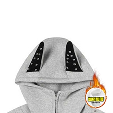 480G重磅加绒硬挺boxy男女美式高街卫衣铆钉杜宾犬耳朵开衫厚外套，女装短外套，电商A486-1