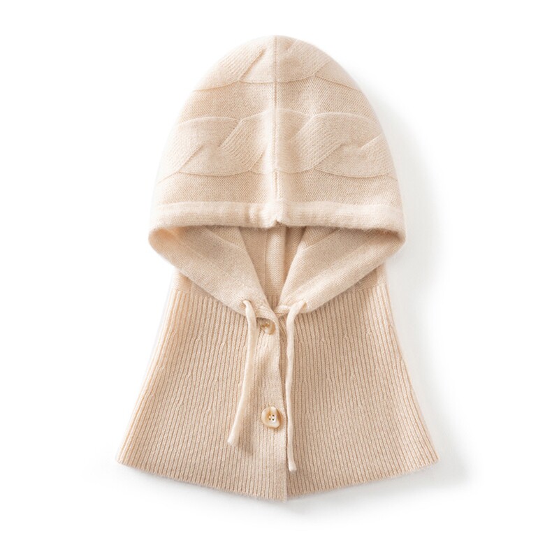 2025年秋季新款大绞花针织羊绒连帽时尚休闲通勤百搭，帽子，蒙娇羊绒