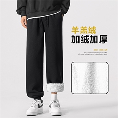 休闲加绒加厚裤男士高级感直筒宽松休闲运动裤子WK130-特批-50，男装休闲裤，星座718-1