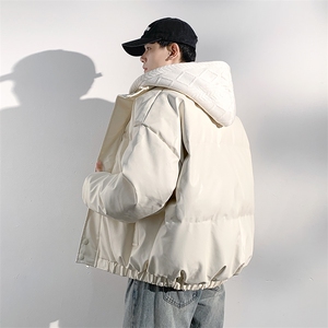 现货 假两件pu皮衣棉服外套男冬季新款加厚美式高街棉衣M106-P120图片