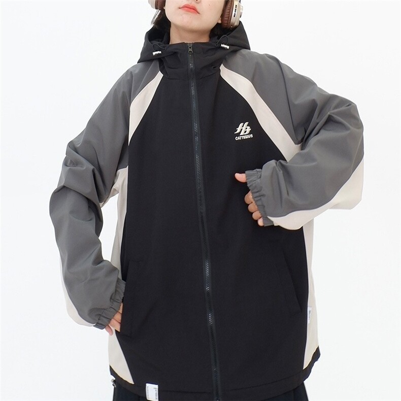 美式复古拼色冲锋衣女春秋季防水宽松休闲运动棒球服外套2024,男装夹克,星座218-1（原230）
