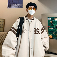 秋季港风潮流宽松撞色立领夹克棒球服外套男G6295P65控78，男装夹克，电商A268A