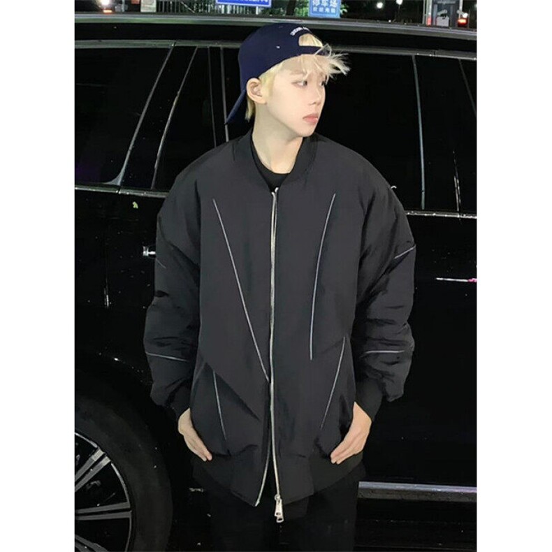 立领棒球服飞行员加厚棉衣外套男冬季机能风宽松vibe棉服 JW172图片
