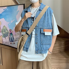 牛仔马甲男韩版潮流高街帅贴标2023夏季新款ins宽松外套W4825-P46，男装背心/马甲，星座412-2