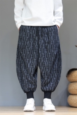 秋冬风休闲裤男宽松大码束脚哈伦裤潮流阔腿灯笼裤子AK39P50，男装休闲裤，星座220-2