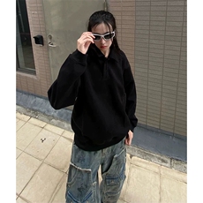 抖音得物高品质二开25秋冬美式高街结构设计POLO翻领卫衣外套W77，男装卫衣，电商A486-1