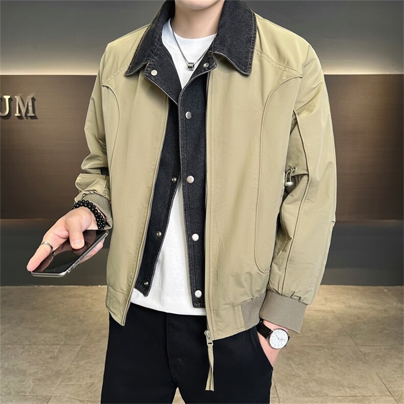 店主风2025秋季新款时尚假两件休闲宽松夹克外套男581-P135控175,男装夹克,电商A413