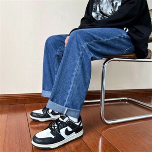 松紧腰牛仔裤男宽松美式裤子高街ins潮vibe直筒裤  A080-9291-P35图片