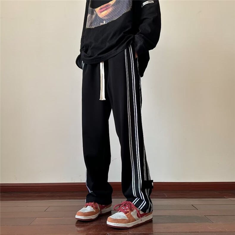 美式高街休闲裤男夏季薄款宽松运动休闲阔腿裤长裤子K07116-P38,男装休闲裤,星座308B-1