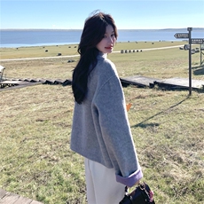 现货主推风双面呢大衣女外套P265-K365，女装羊绒大衣，2B142