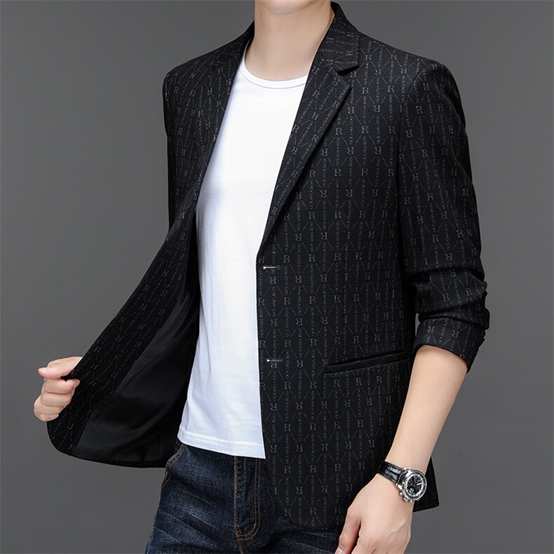 秋季新款西装男弹力针织西服简约外套西服商务休闲小西装单西,男装西服,电商B360