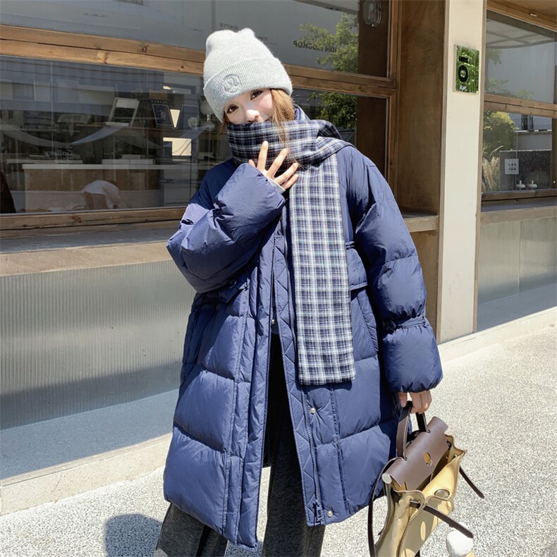 韩版高级感中长款羽绒服女2025年冬季新款宽松加厚保暖白鸭绒外套,女装羽绒服,2C273