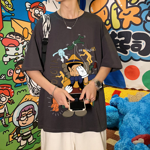 2021夏新款玩具手办风纯棉短袖印花宽松休闲大码T恤T006-P23,男装T恤,电商A001