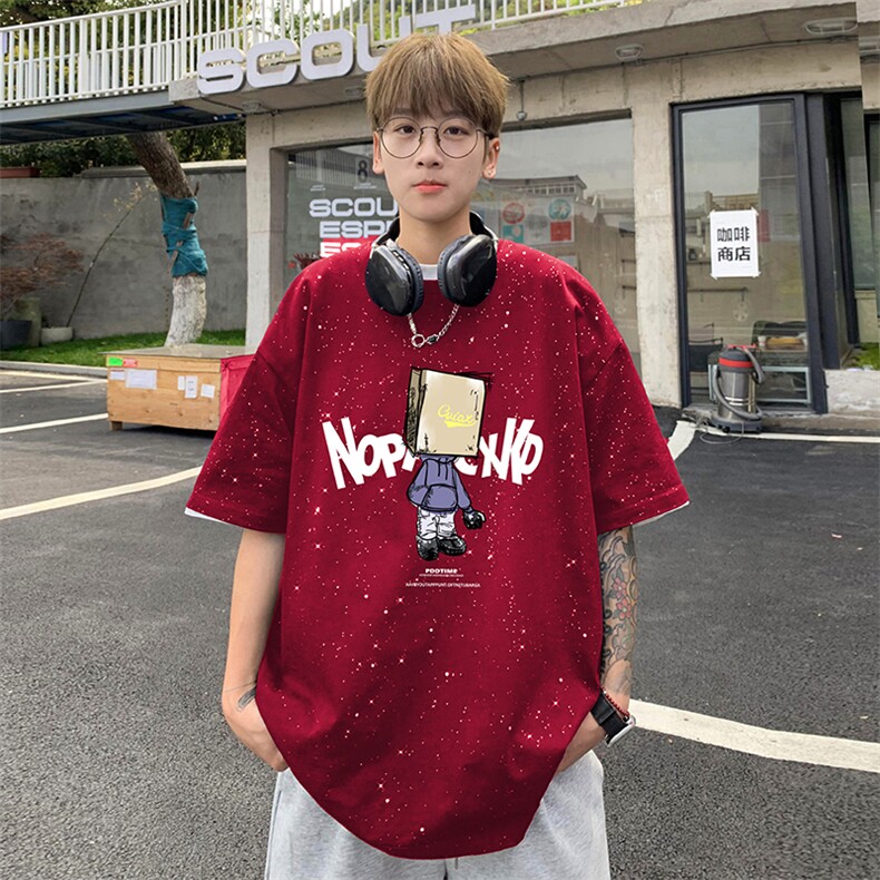 量大优供抖音视频支持得物配合二开美式满天星亮片短袖T恤MTX561,男装T恤,电商A486