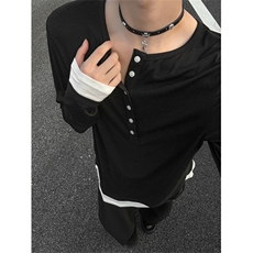 XZ1005-1-TTH0053-批50-秋冬内搭假两件长袖T恤，男装T恤，星座1005-1