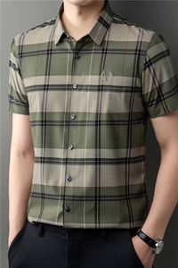 DN3384春夏男士新款短袖衬衫青年修身翻领衬衣休闲打底衫图片