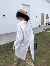 2022年春季新款时尚韩版简约后开衩设计大版衬衫，女装衬衫，L·H·X