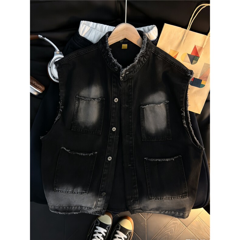 美式牛仔马甲男女夏季潮牌无袖坎肩背心工装夹克外套JK86088-p52，男装背心/马甲，星座1008