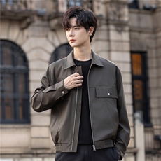 皮夹克外套男春秋高级感潮流痞帅休闲修身男士短款上衣2585-P170，男装夹克，电商A355（原A415）