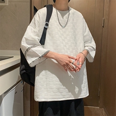 2025新款美式潮牌潮流半袖夏季大码宽松五分袖T恤T239P36，男装T恤，星座1108