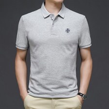男士免烫短袖t恤薄款夏季中年休闲纯棉刺绣半袖POLO衫P48，男装Polo衫，星座1105-3