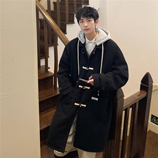1港风牛角扣加棉呢大衣可拆卸帽大码M-5XL外套男FY8716P138控188，女装短外套，星座226-2