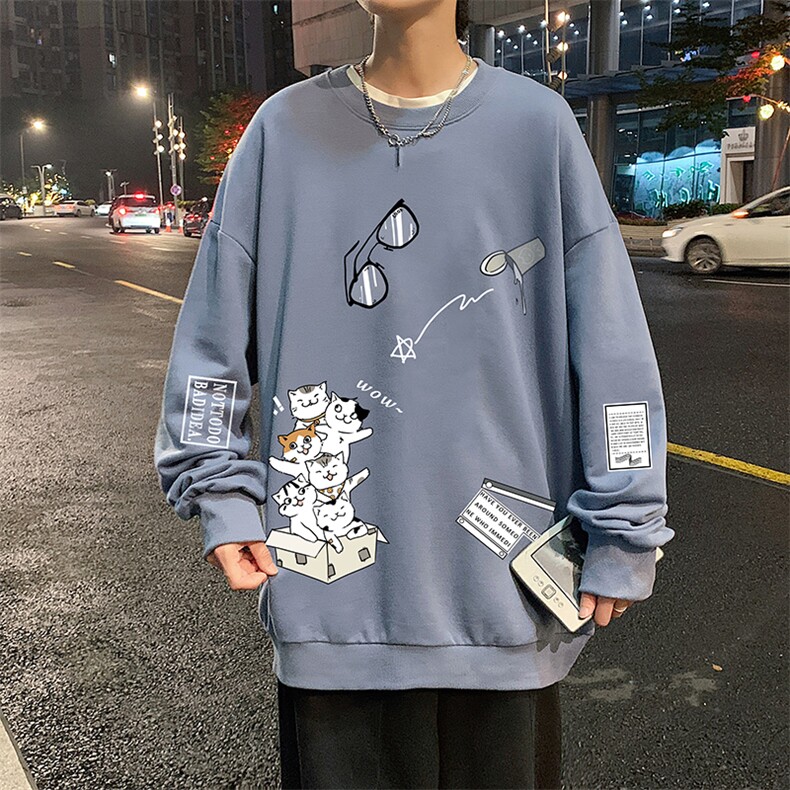 S6115-P28加绒款-P33秋季圆领卫衣男大码韩版宽松长袖外套,男装卫衣,电商A040