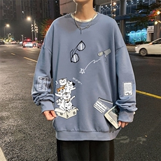 S6115-P28加绒款-P33秋季圆领卫衣男大码韩版宽松长袖外套，男装卫衣，电商A040