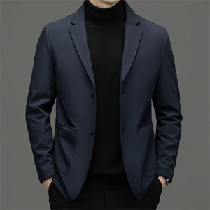 2023年冬季新款男装西装领商务休闲羽绒服中年保暖加厚短款外套