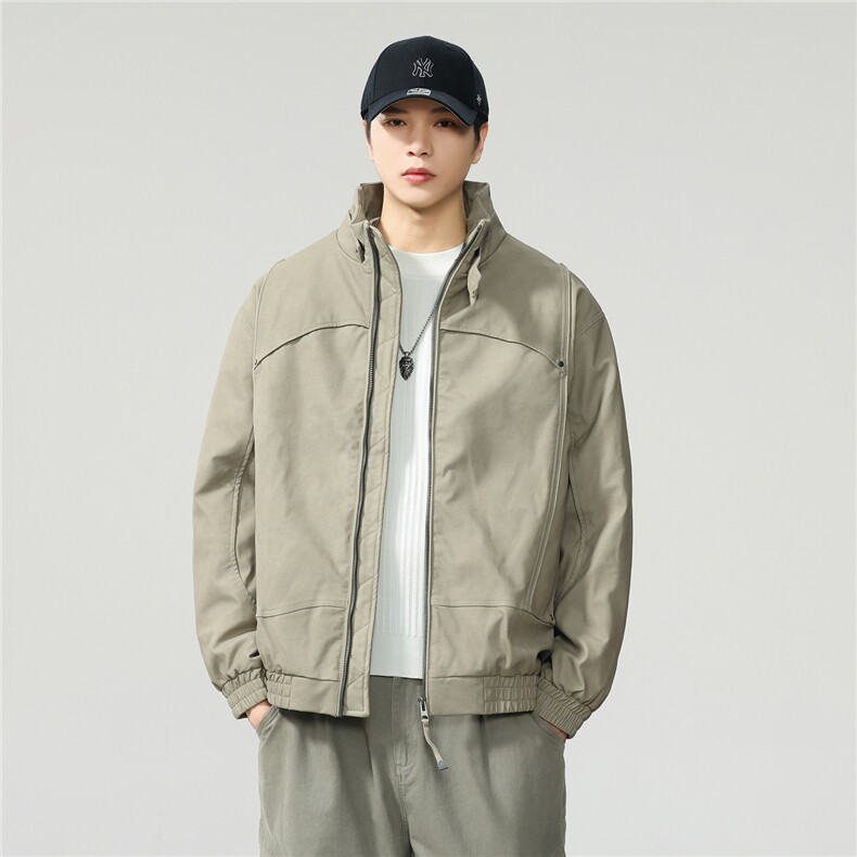 冬季潮牌立领防风棉服男士复古纯色通勤保暖机能风工装W0112,男装棉衣,电商D215