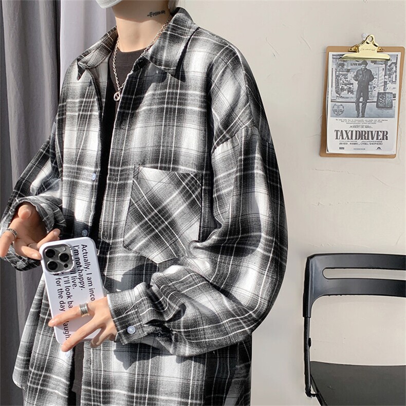 衬衫男2025春季新款港风格子休闲长袖衬衣CS606-特P28无差价,男装衬衫,星座214-3