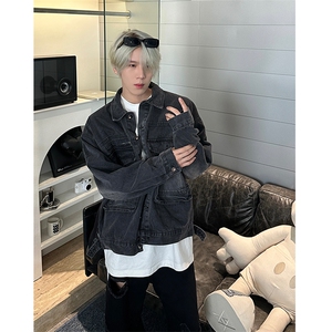 JK01-P88-控128 潮牌宽松牛仔外套男23新款日系复古工装夹克图片