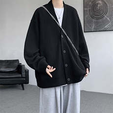 8XL-M春季开衫V领卫衣男港风日系慵懒风痞帅长袖上衣服外套KS001，女装短外套，电商B312