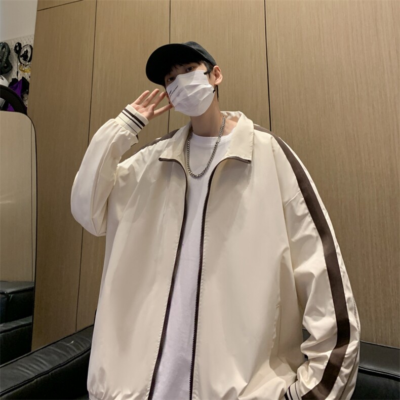 春款复古撞色拼接立领外套男潮牌宽松情侣休闲夹克衫JK077-P58,男装夹克,星座308B-1