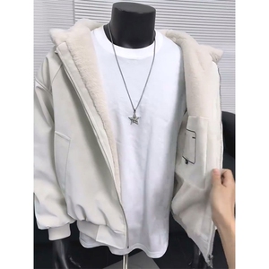 现货高品质美式高街冬季重磅座山雕大毛毛领pu皮棉衣男女加厚外套图片