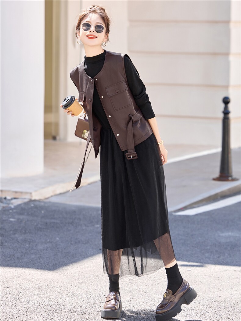 休闲时尚方格牛仔套装女2025年春秋新款高腰宽松显瘦阔腿裤三件套,女装套装/套裙,意芙