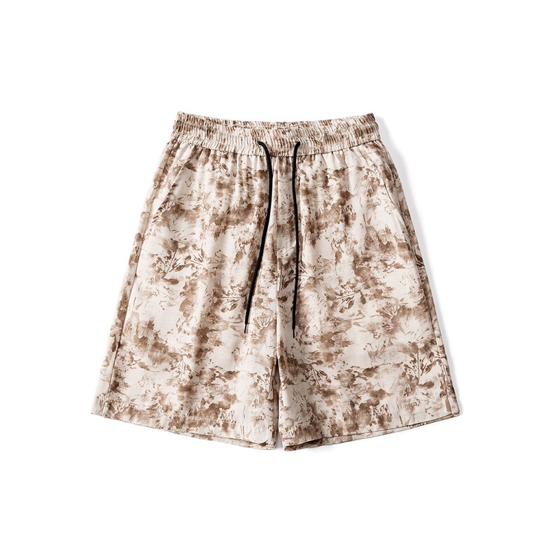 水墨泼墨短袖衬衫男+短裤情侣套装100%聚酯纤维TZ77839特P50控98，男装牛仔裤，星座227-7