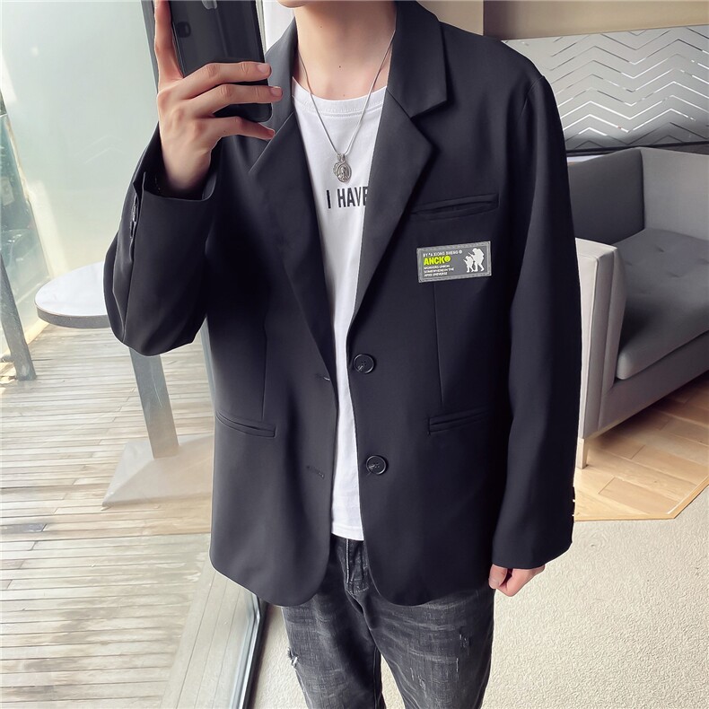 W203休闲西服男翻领外套男士秋季帅气小西装贴标P95卡其色,男装西服,星座404A