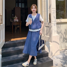 夏季半身裙体恤衫时尚两件套（假三件），女装套装/套裙，浙宝069
