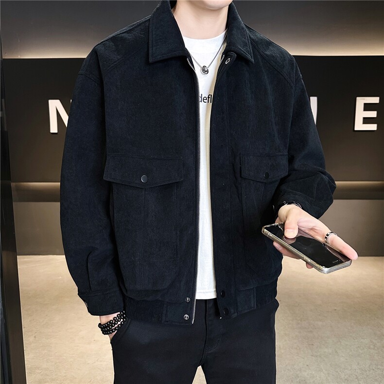 2026新款春季男士外套翻领潮牌麂皮绒高级感夹克A313-8657-P145,男装夹克,电商A313