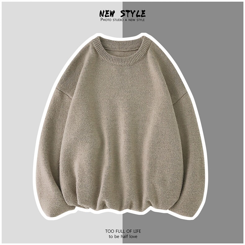 1港风平铺情侣圆领潮流大码M-5XL纯色毛衣男外套7979P45加绒P55，男装针织衫/毛衣，星座226-2