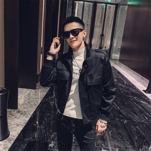 社会风秋纯色立领飞行员夹克外套B297-1839-特P95控128图片