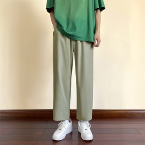 坠感黑色男生裤子春秋季高级感宽松直筒阔腿九分裤潮流百搭休闲裤图片