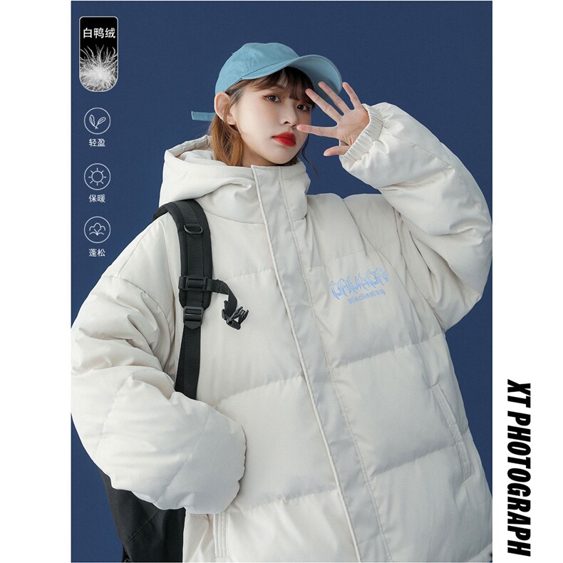 白鸭绒中性22冬季新款字母印花纯色保暖连帽羽绒服YR179P195K258，男装羽绒服，A247A
