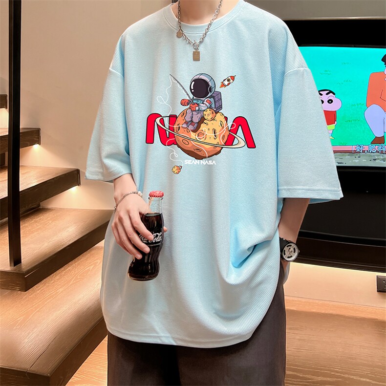 华夫格t恤男短袖男大码五分袖酒店风HT73287-P22,男装T恤,电商A040
